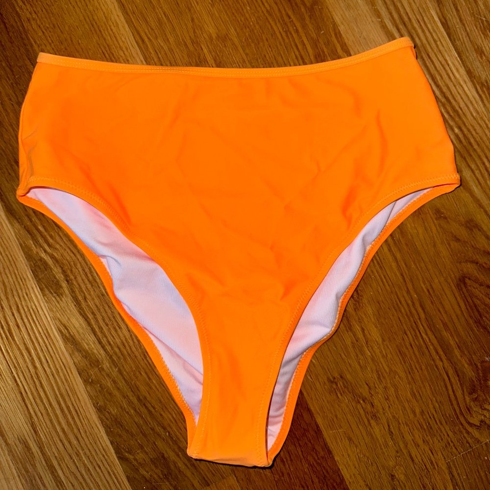 High Waisted Bright Orange Bikini Bottom - M - NEVER WORN